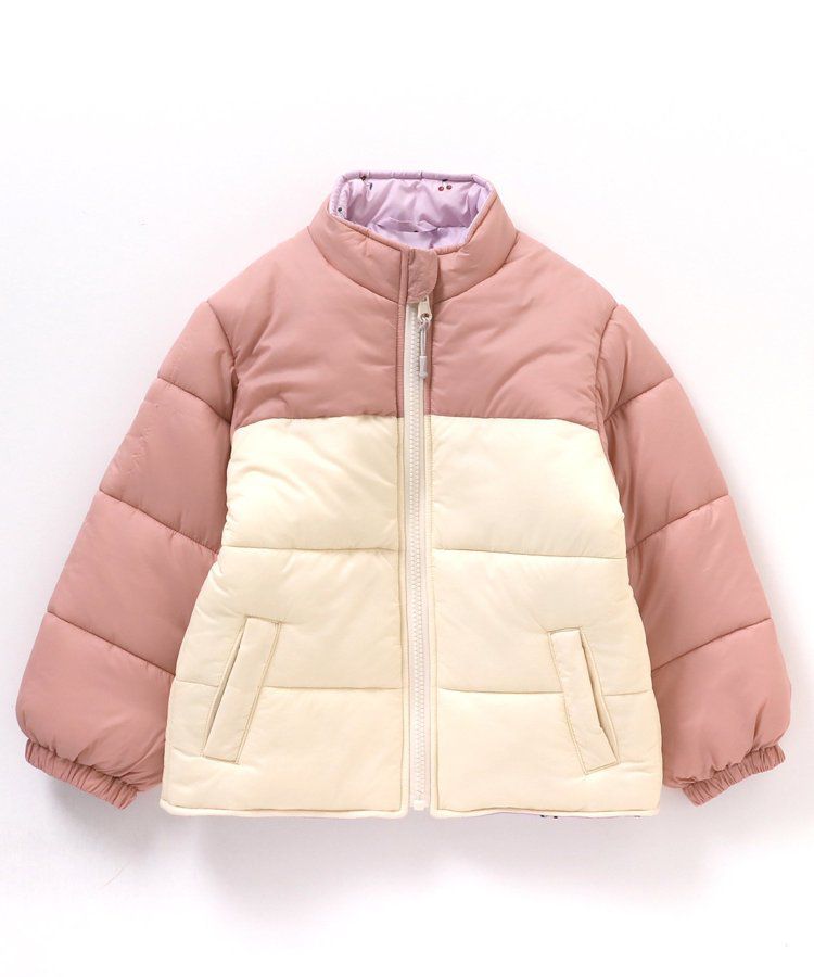 日本 apres les cours - 珍珠光澤正反2WAY鋪棉外套(可機洗)-彩色幾何-橘棕