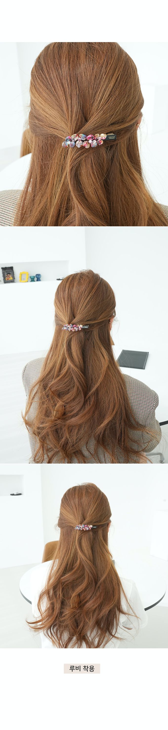 韓國 Soo&Soo - 正韓製CREATION FRANCE立體花朵髮夾-絢彩紅寶石