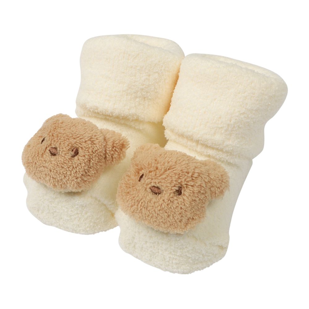 蓬鬆造型襪-小熊-淺卡其色 (7~9cm)