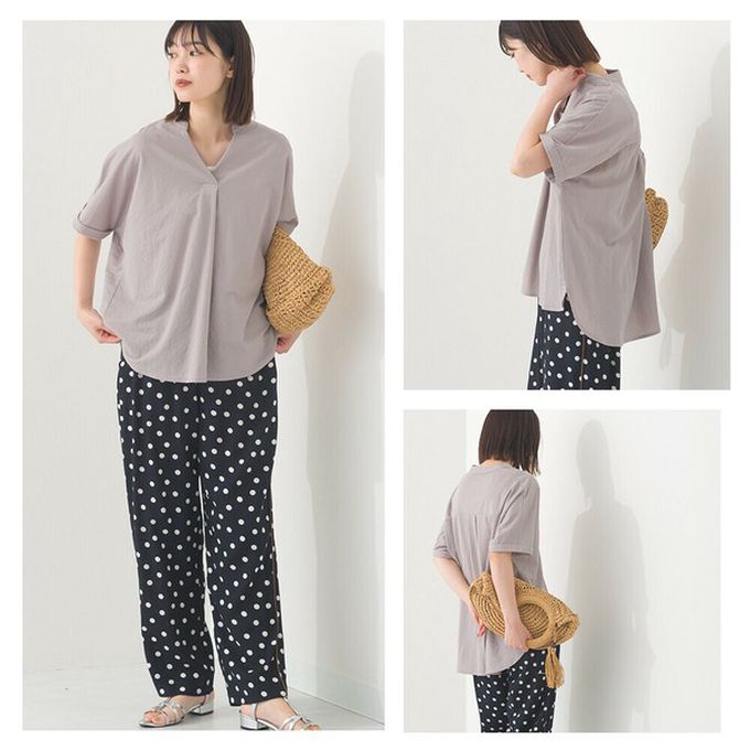 日本 OMNES - 接觸涼感 嫘縈休閒V領前短後長上衣-濃綠