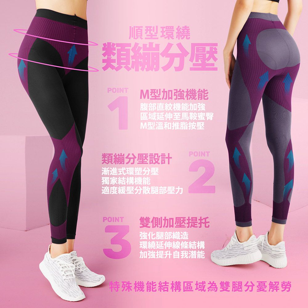 GIAT - 機能塑型彈力內搭褲-女款-黑灰