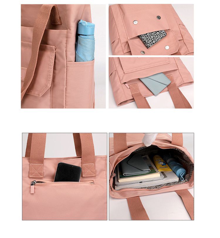 防潑水百搭單肩手提包-深藍色 (32x12x27cm)