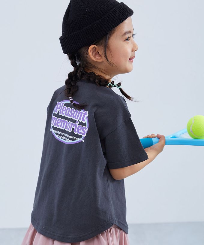 日本 devirock - 100%棉 可愛女孩印花短袖上衣-愛心logo-羅藍紫