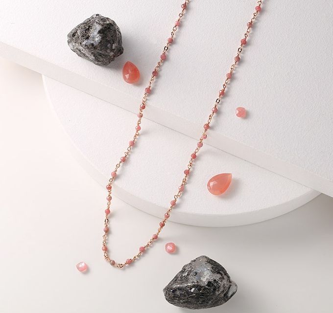 韓國 Soo&Soo - (925純銀)印加玫瑰石愛情項鍊 (長度40cm)