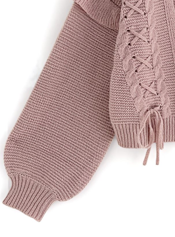 日本 GRL - 甜美交叉綁帶針織外套-黑 (F)