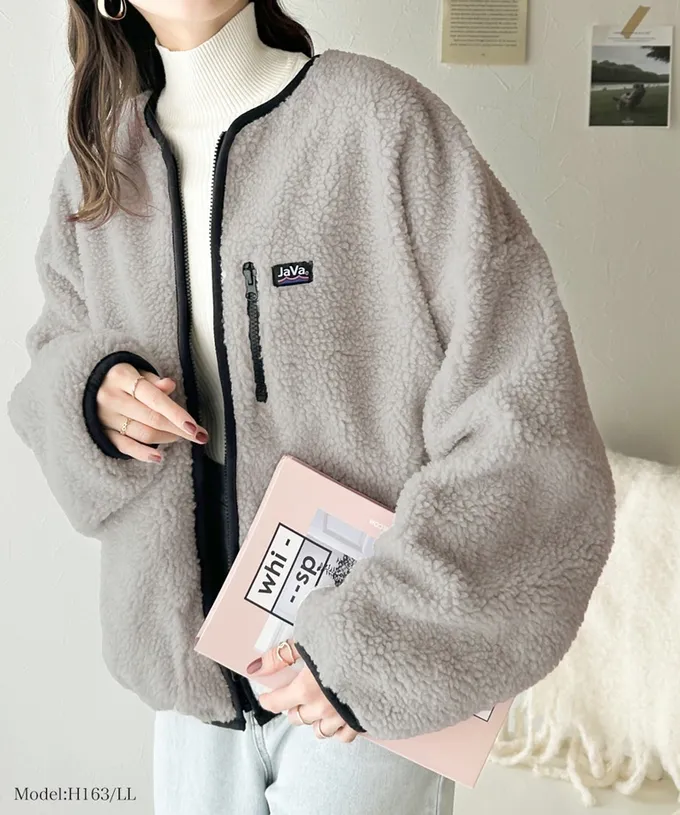 日本 Classical Elf - 2WAY泰迪熊短絨飛行外套-沙杏x黑