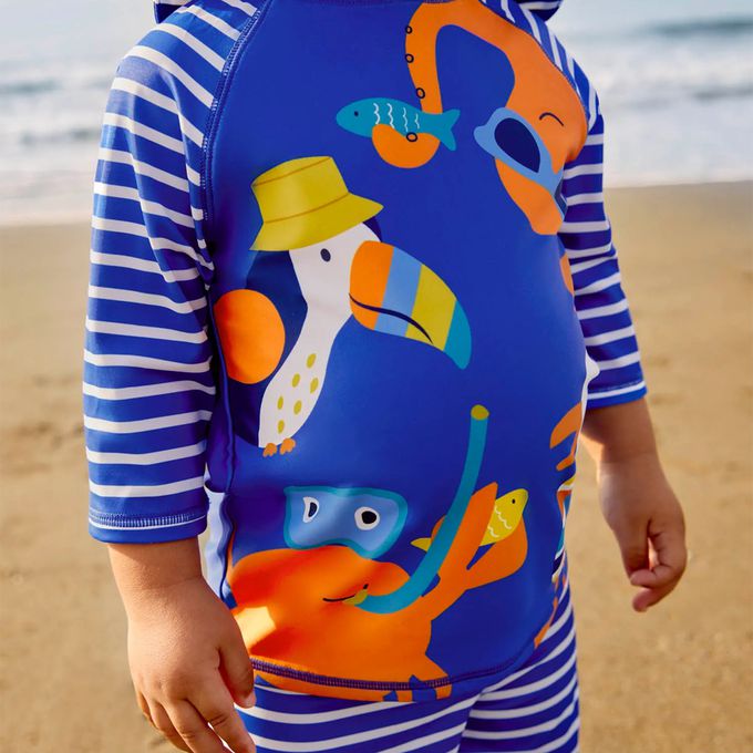 英國 JoJo Maman BeBe - 嬰幼兒/兒童兩件式防曬泳裝-夏日夥伴