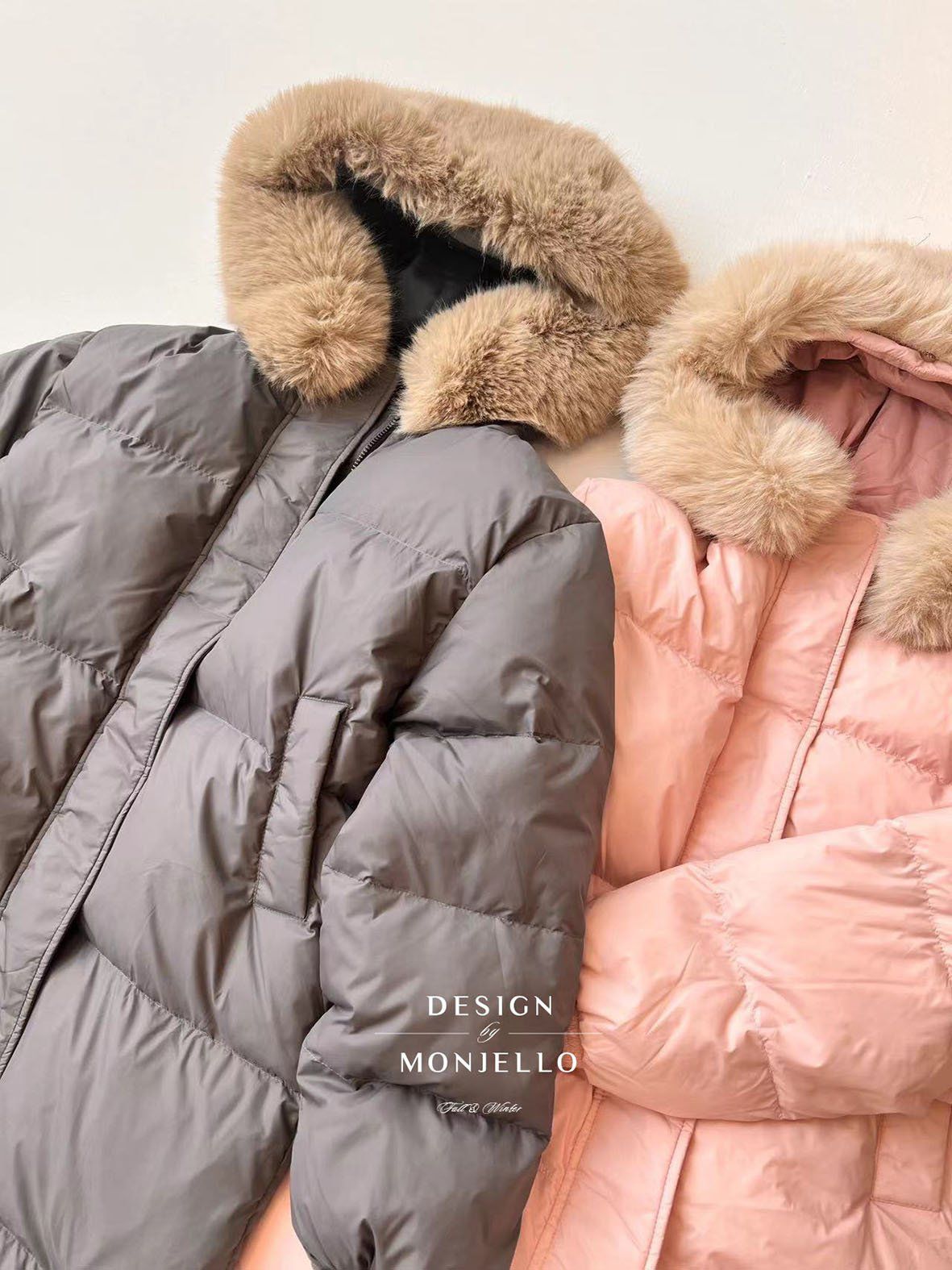 韓國 MONJELLO - (100%鴨絨)雪國來的長版羽絨外套-黑