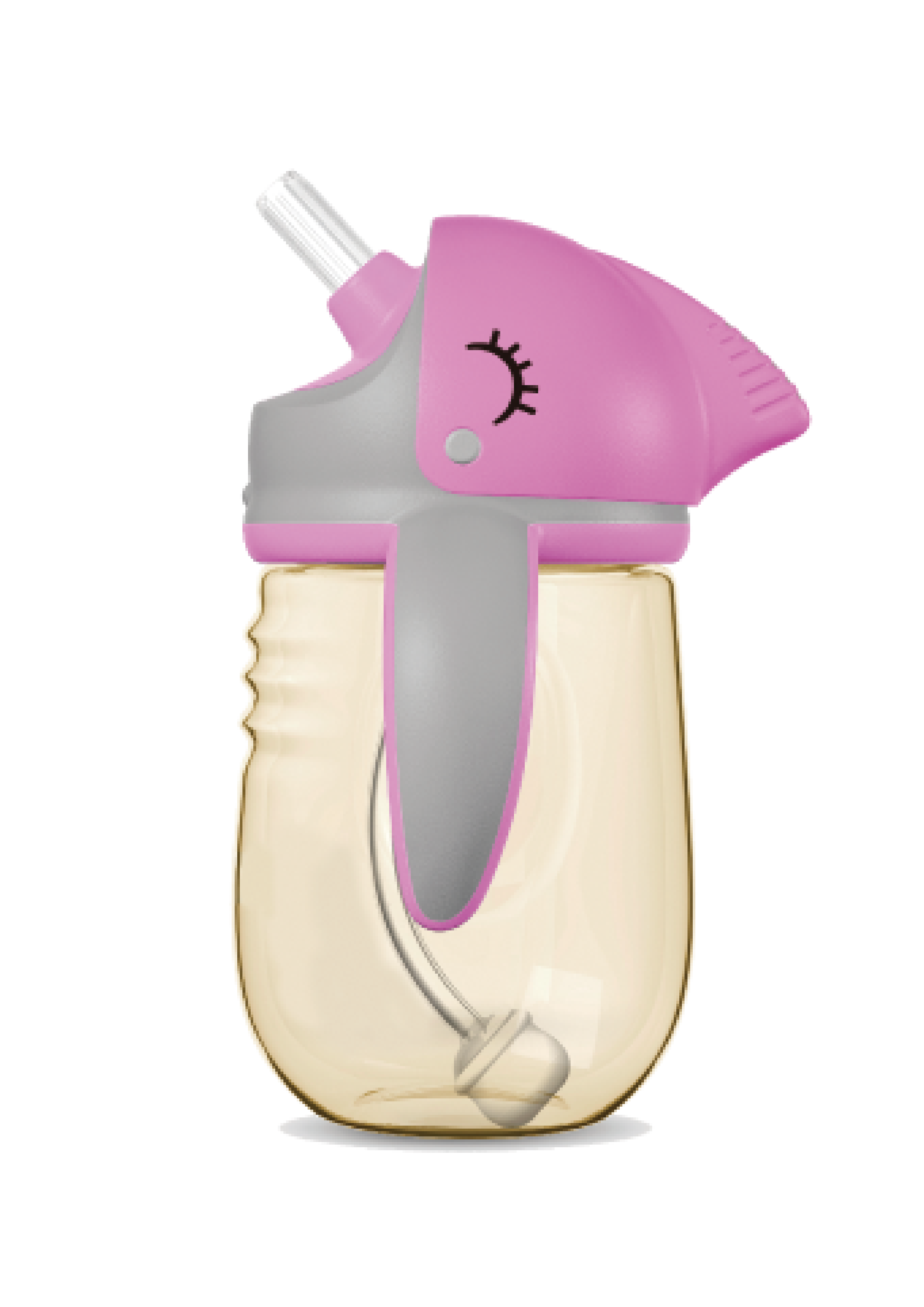 英國 JOLLY - 嘟嘟鯊魚水杯-粉-240ml