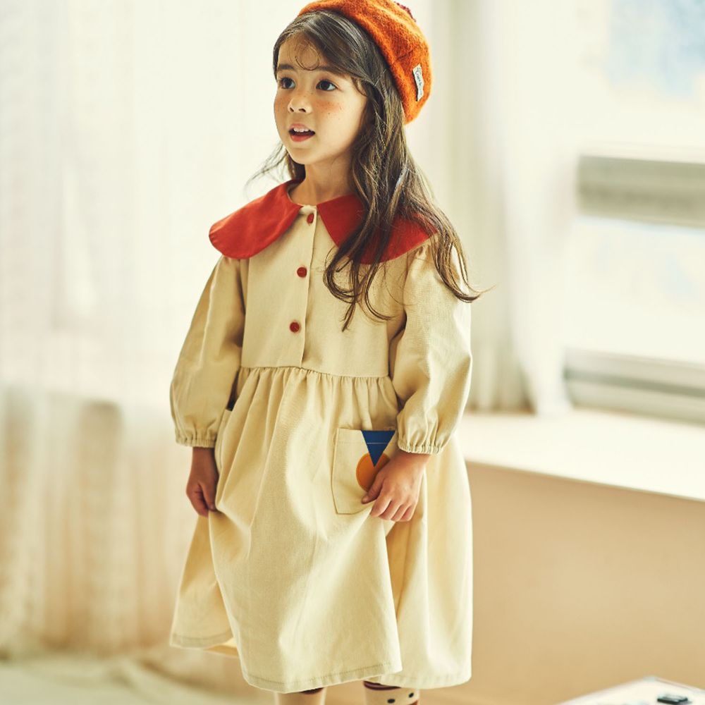 韓國 Mimico - 小紅水手領泡泡袖洋裝