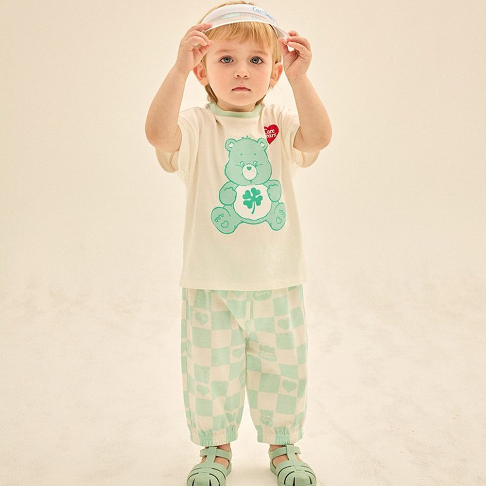 聯名款幸運草熊熊短袖上衣X長褲套裝-薄荷綠