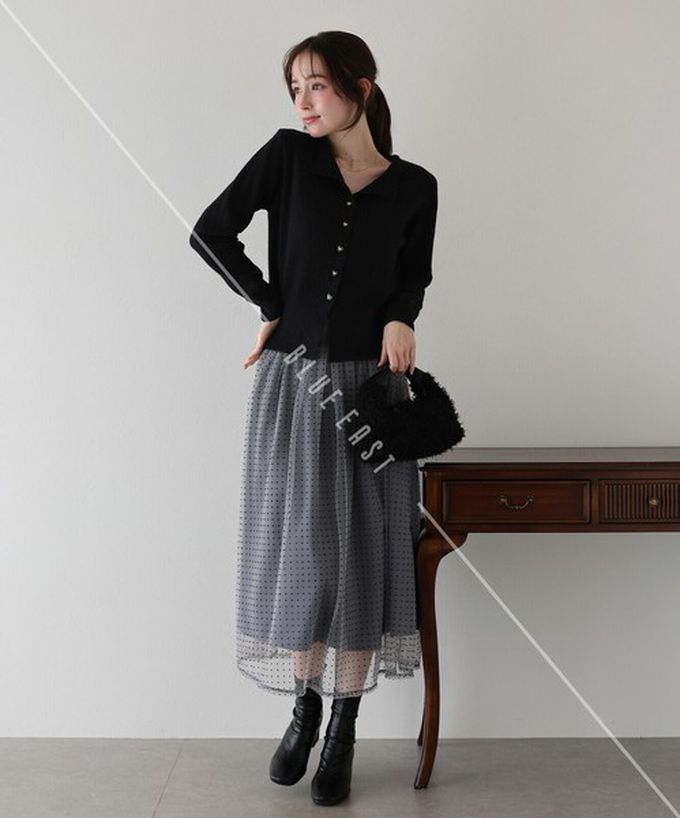 日本 BLUE EAST - 愛心蝴蝶結扣成熟甜美針織開襟衫-黑 (M)