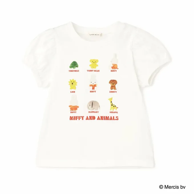 日本 Lycee mine - miffy聯名 速乾抗皺印花泡泡短袖上衣-黑