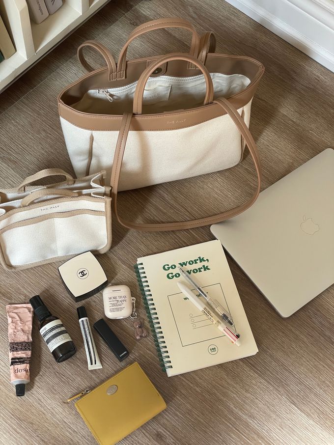 韓國 THEALLY - 經典帆布包手提/肩背包-太妃糖