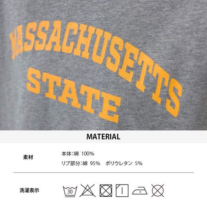 日本 OMNES - 100%棉 簡約英文標語長袖上衣-淺灰