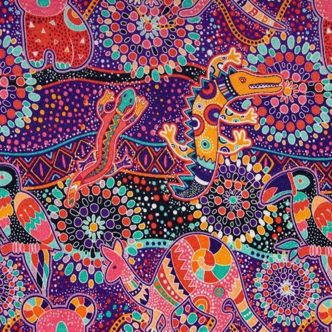 英國 SLEEP NO MORE - 100% 有機棉兒童短袖上衣-紫色澳洲動物園