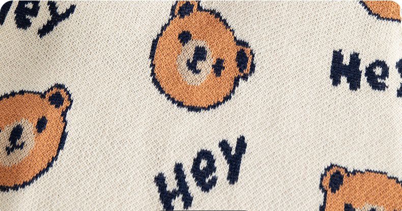 舒適V領百搭針織背心-Hey熊熊-藍色