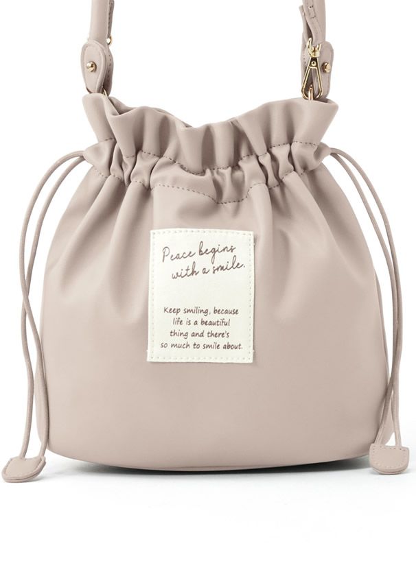 日本 GRL - 2way仿皮束口小手提包/側背包-銀