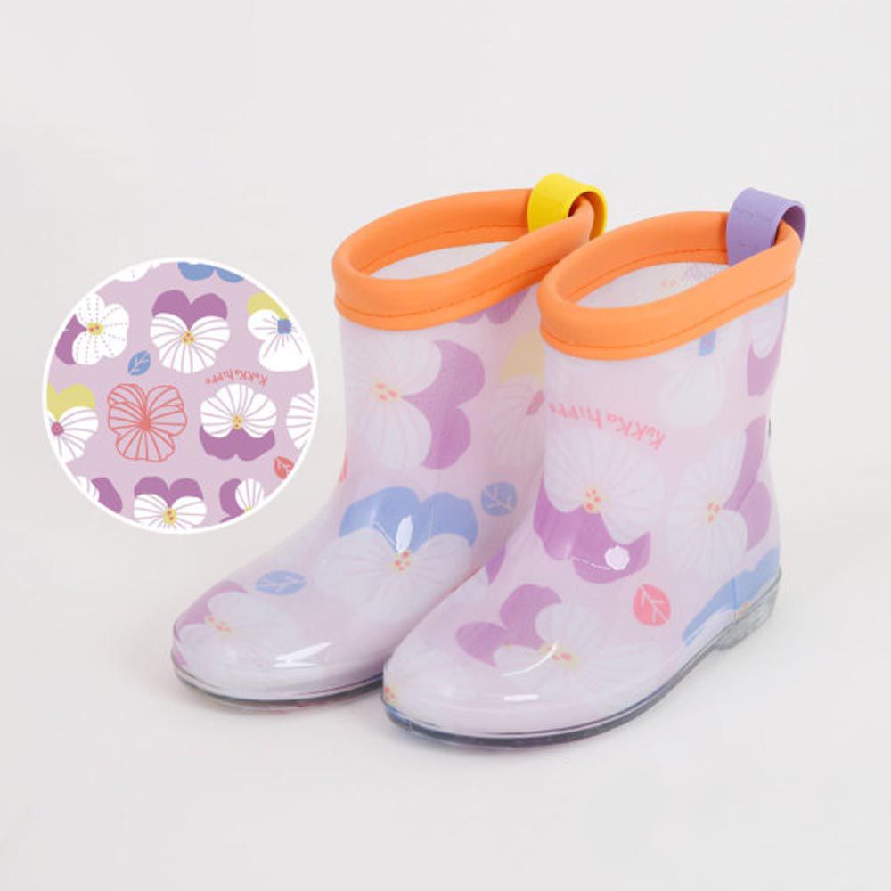 日本 kukka hippo - 兒童雨鞋-三色堇