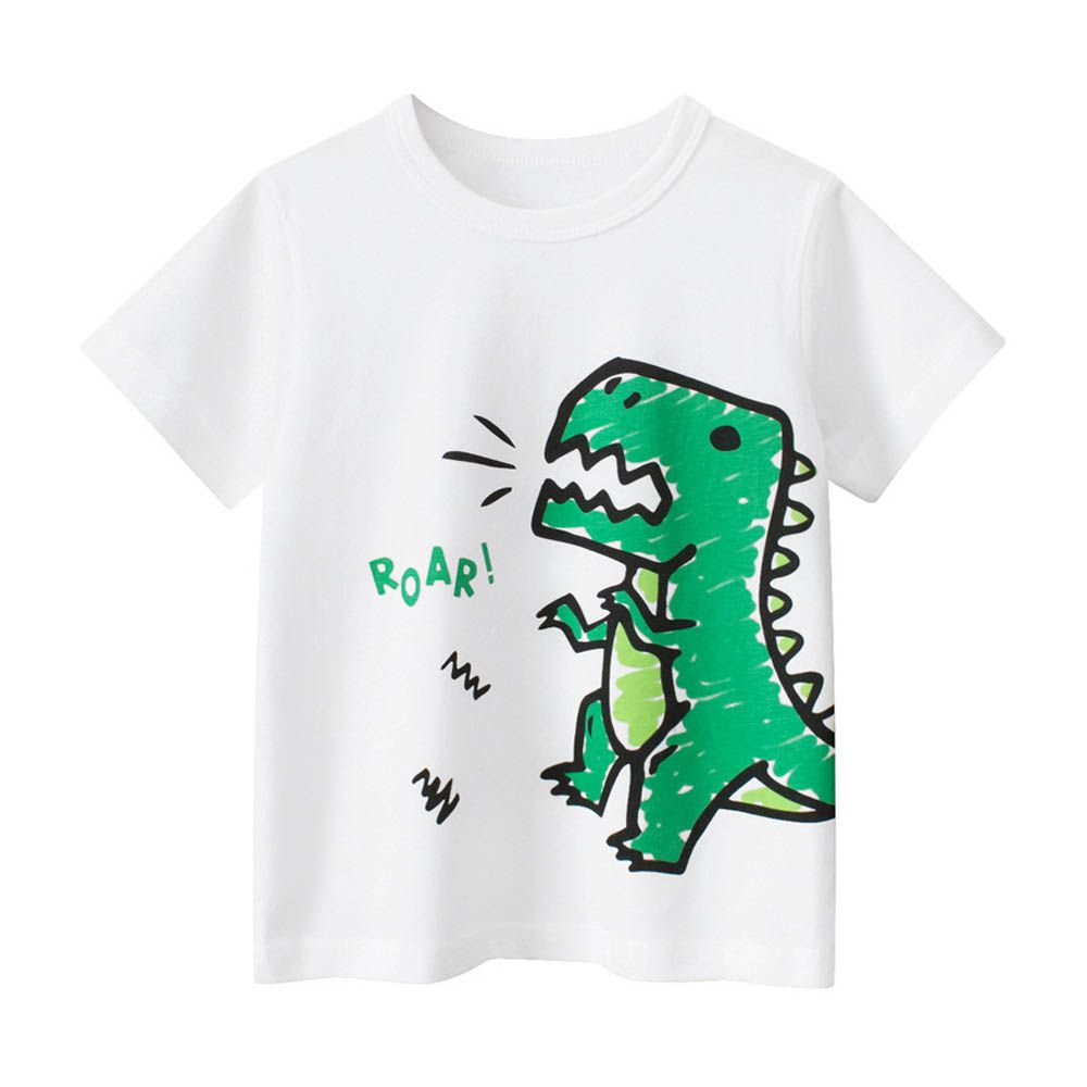 純棉短袖上衣-塗鴉萌恐龍-米白