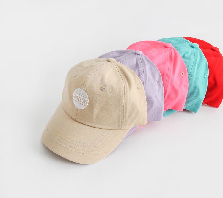 韓國 Babyblee - 字母徽章純色棒球帽-杏 (頭圍：51-55cm)