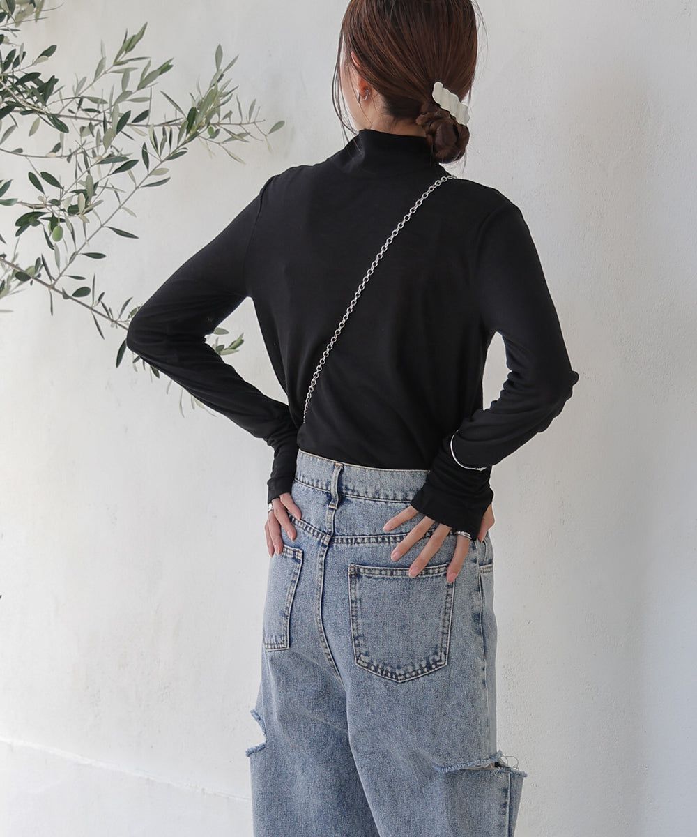 日本 Bab - 2WAY立領排扣薄長袖上衣-淺綠