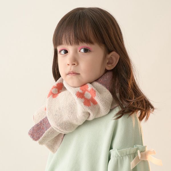 日本 Lycee mine - 少女小花柔軟圍巾-粉紅 (F)