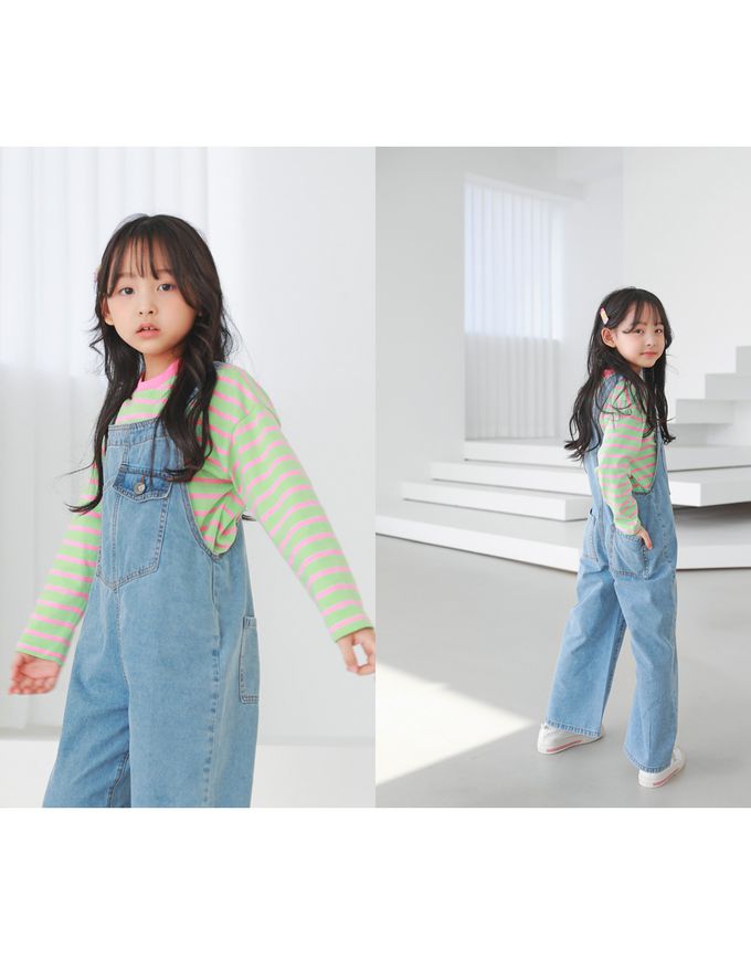 韓國 J KIDS - 頑皮牛仔連身吊帶長褲-淺藍