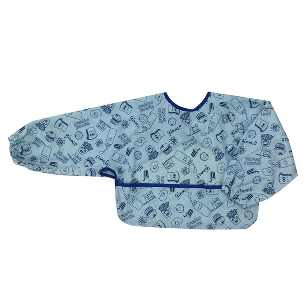 akachan honpo - 嬰幼兒潑水加工長袖圍兜B-藍色