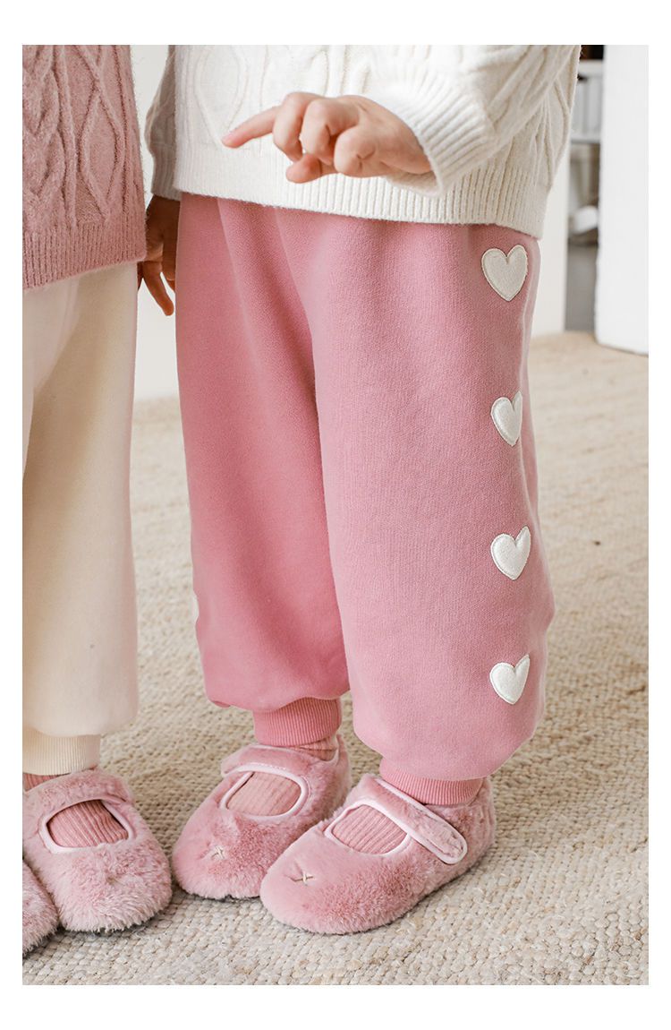 TONGMO - 腰鬆緊運動束口長褲-側邊愛心-桃粉色