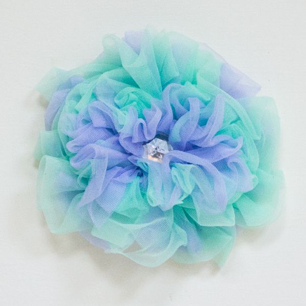 美國 Chic Baby Rose - 手工髮夾_玫瑰花款-薰衣草+湖水綠 (單一尺寸)