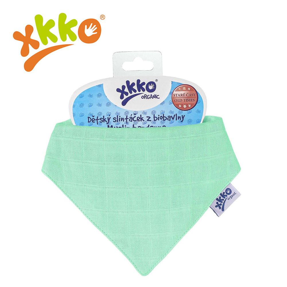 XKKO - 有機棉紗布口水巾-粉綠色