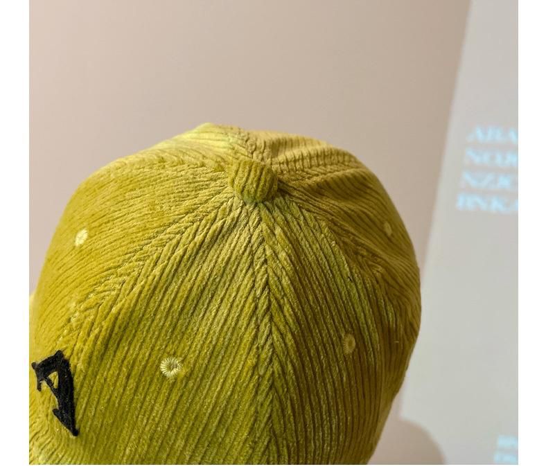 燈芯絨鴨舌帽-黃色 (帽圍52-54CM/建議年齡3-10歲)