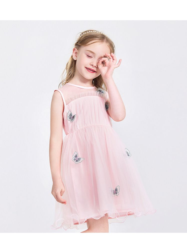 唯美網紗背心洋裝-立體蝴蝶-粉色