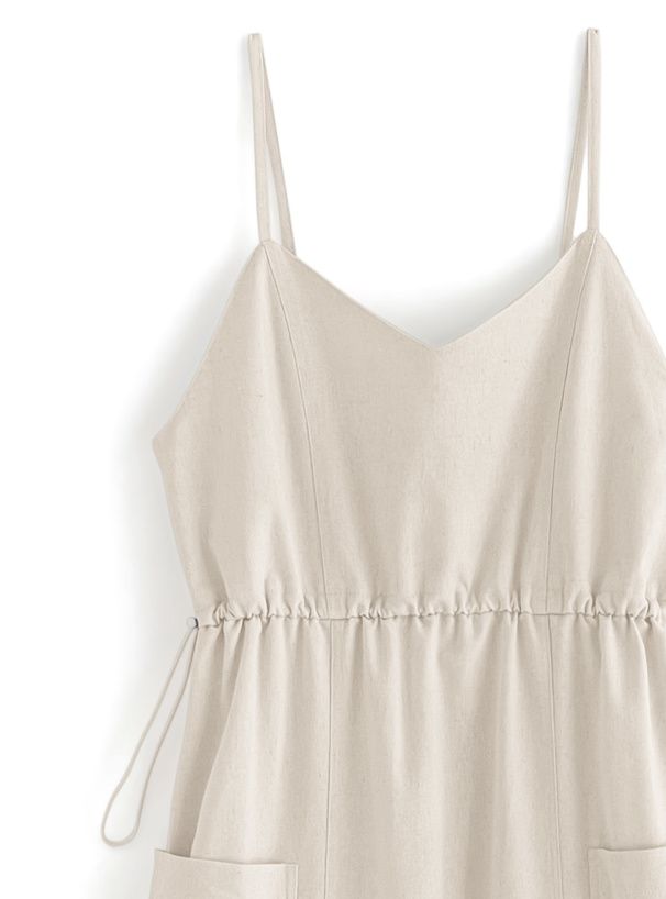 日本 GRL - 休閒風抽繩吊帶裙-深藍 (F)