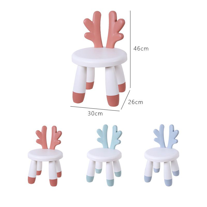 童趣兒童加厚塑膠矮凳(組裝款)-麋鹿角-藍色 (30x26x46cm)