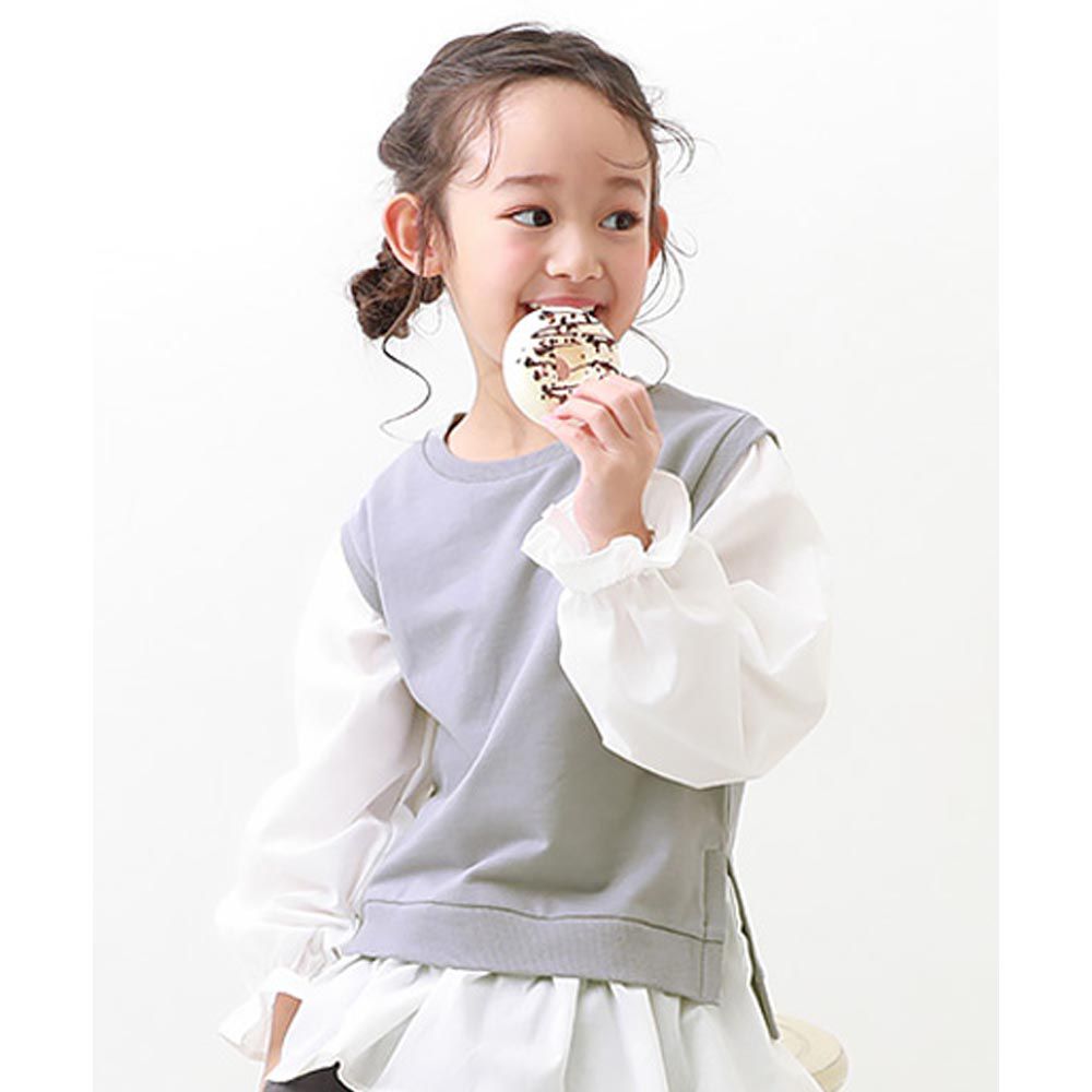 日本 devirock - 俏麗少女傘狀假二件長袖上衣-紫羅蘭