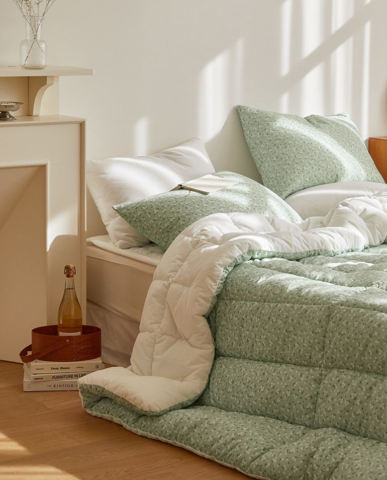 韓國 Maatila - 可水洗超細纖維桃皮感棉被(冬被)-綠庭院花圃