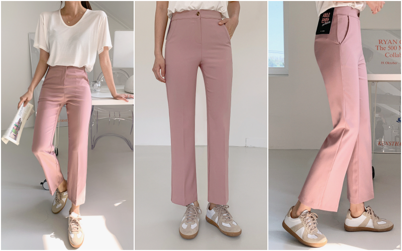 韓國 ENVYLOOK - 打褶修身西裝褲-黑