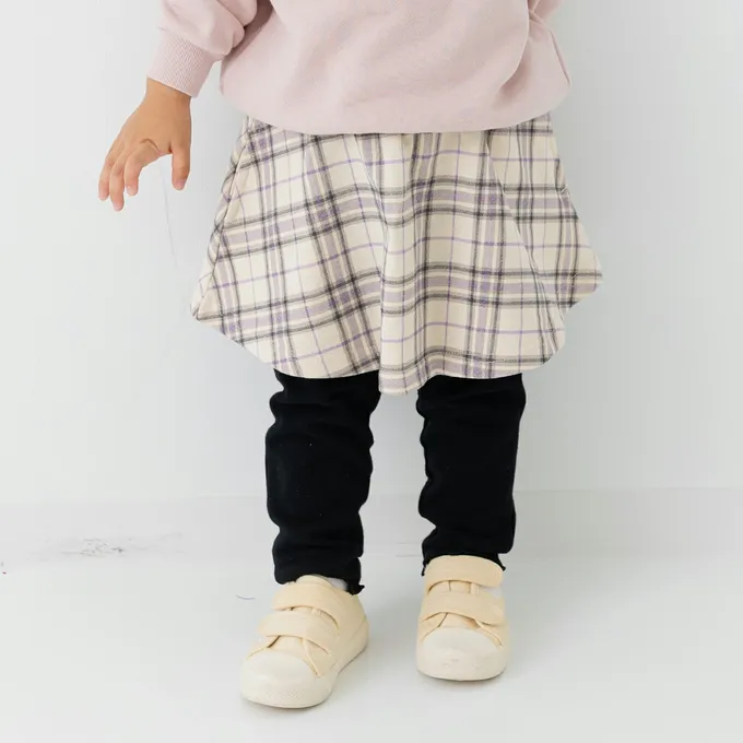 日本 Chil2 - 舒適彈性印花褲裙-小愛心-粉紫