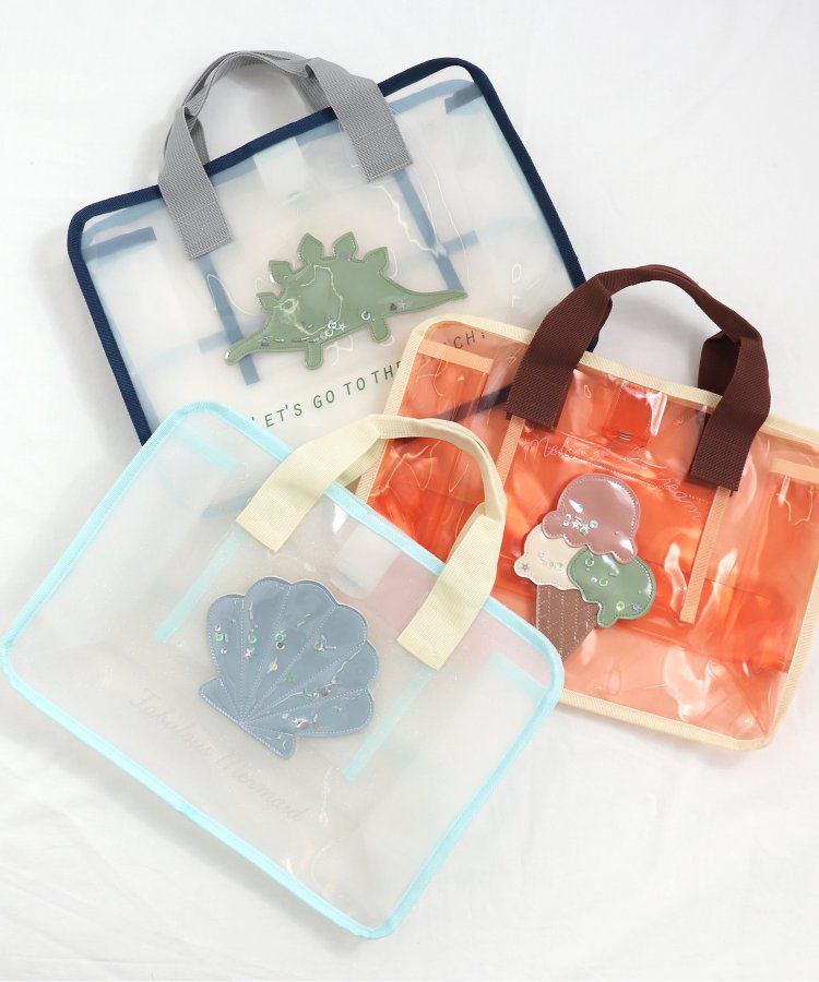 日本 apres les cours - 亮片墜飾防水PVC圓形肩背/手提包-貝殼-水藍