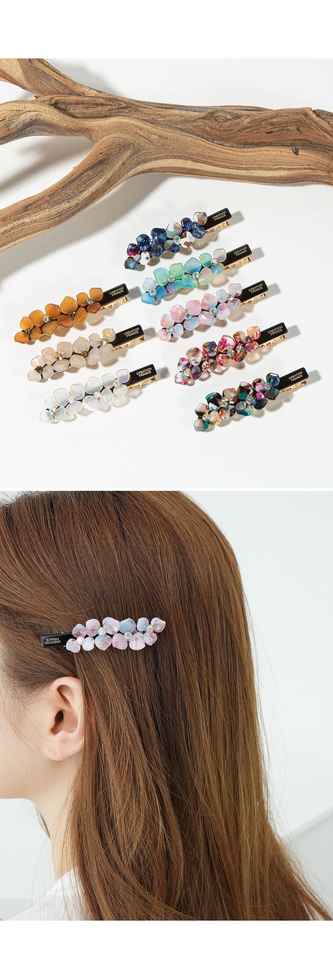 韓國 Soo&Soo - 正韓製CREATION FRANCE立體花朵髮夾-絢彩紅寶石