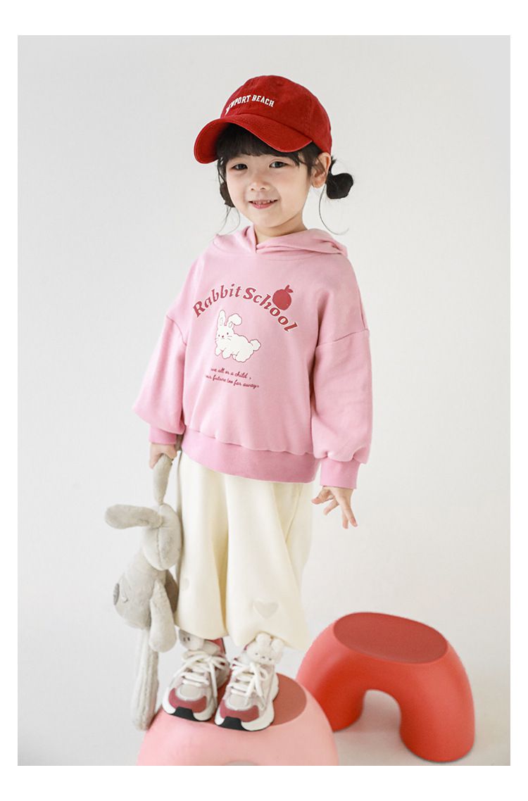 腰鬆緊百搭休閒束口長褲-愛心-粉色