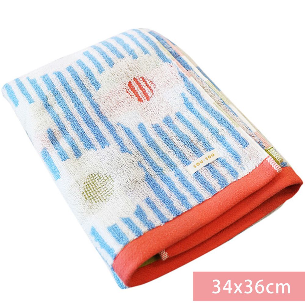 日本代購 - 【SOU·SOU】日本製今治純棉刺繡方巾-白菊 (34x36cm)