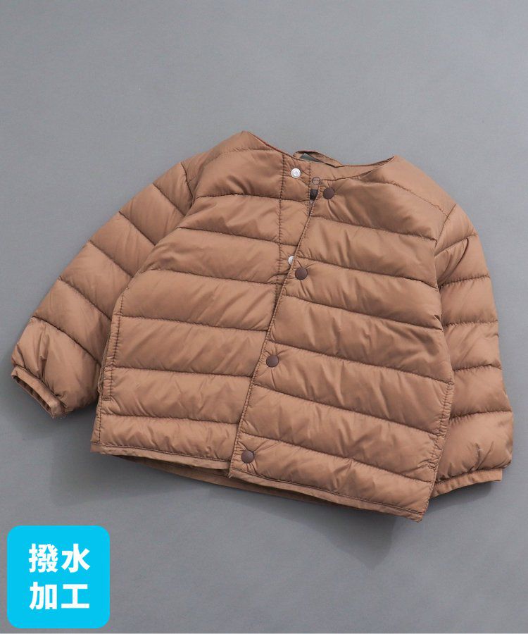 日本 BREEZE - 潑水加工 百搭素色圓領羽絨外套-黑