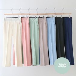 韓國女裝連線 - VETICA 韓製顯瘦小腹收收露腳踝褲-湖綠