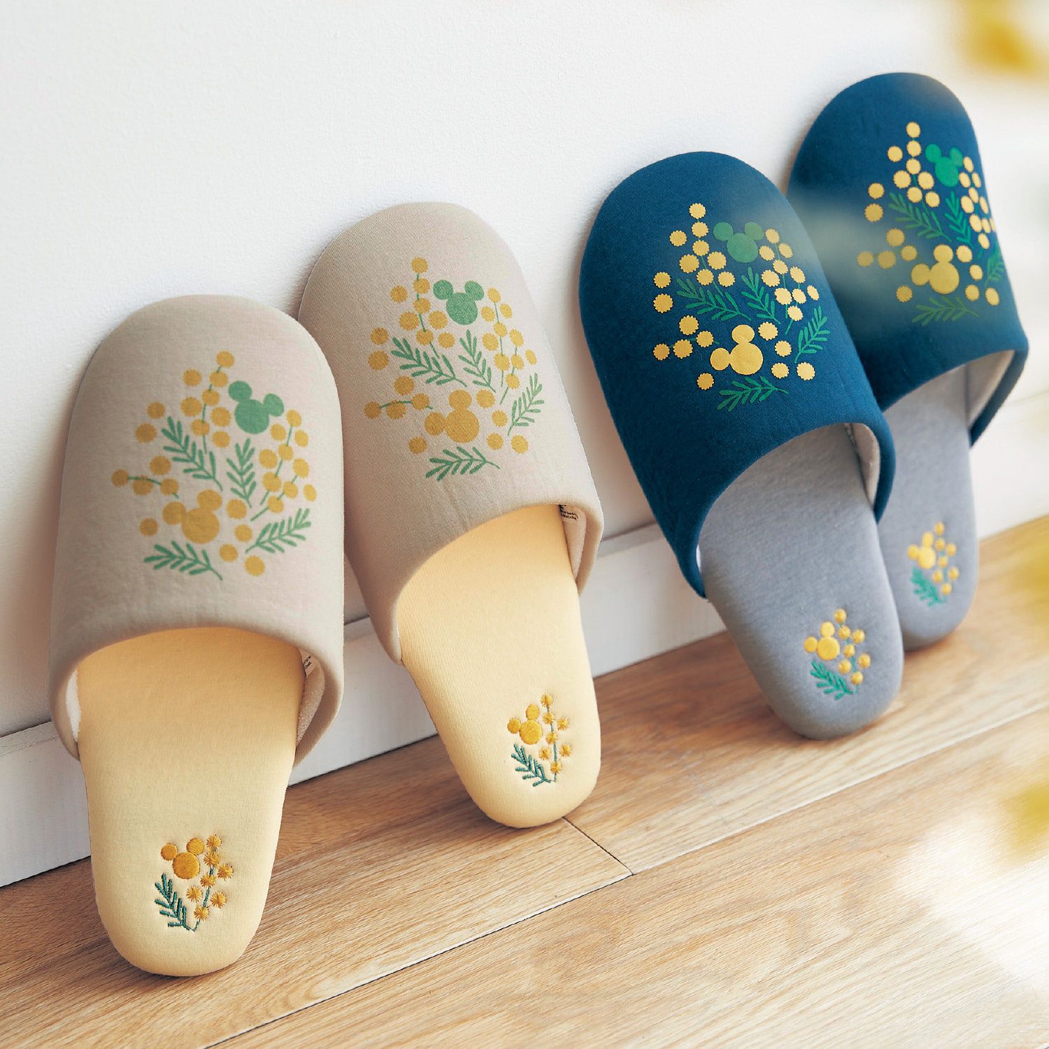 日本千趣會 - 迪士尼室內拖鞋-米奇蒲公英-杏