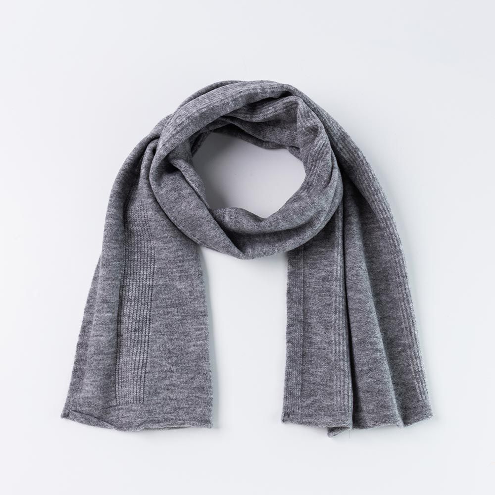 日本 AUBE - 羊毛混編織保暖圍巾-石英灰 (40x180cm)