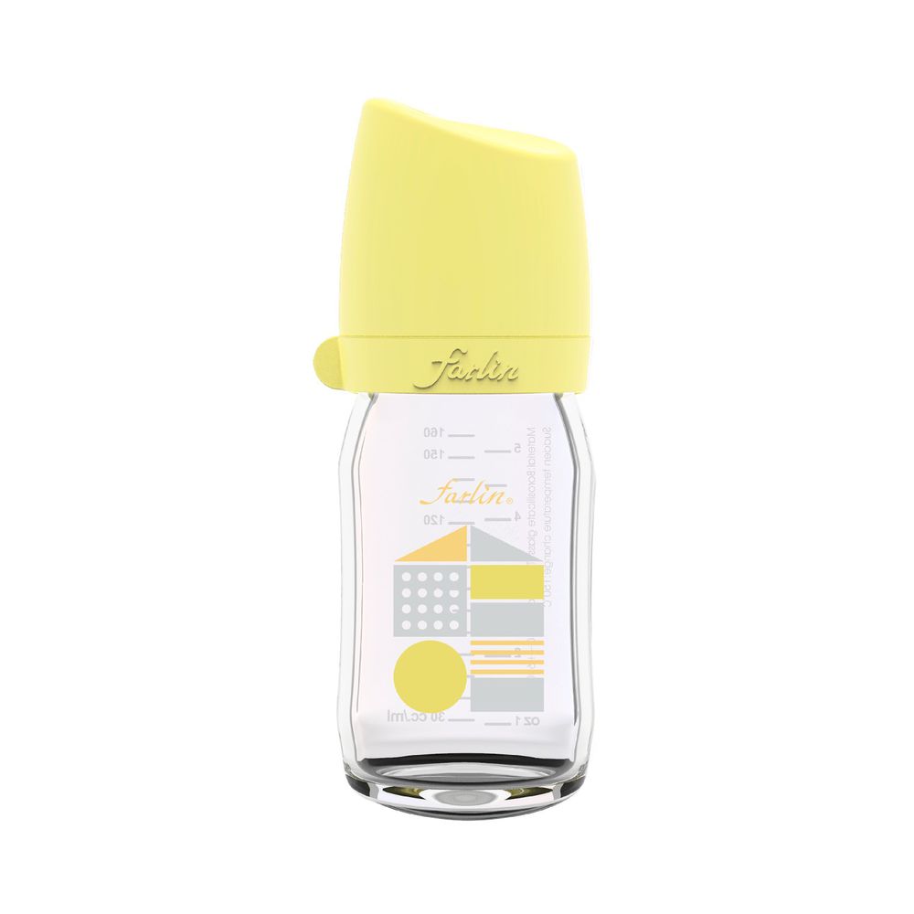 FARLIN - 城市心旅行寬口玻璃奶瓶-一天的開始-黃-160ml