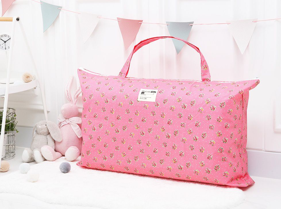 韓國 Coney Island - 防水睡袋收納袋(純棉內裏)-粉紅花朵 (77.5*42.5*11cm)